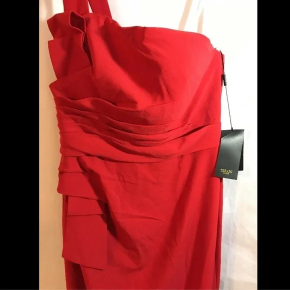 NWT Terani Couture One-Shoulder Mermaid‎ Gown Red [SZ 12 ]